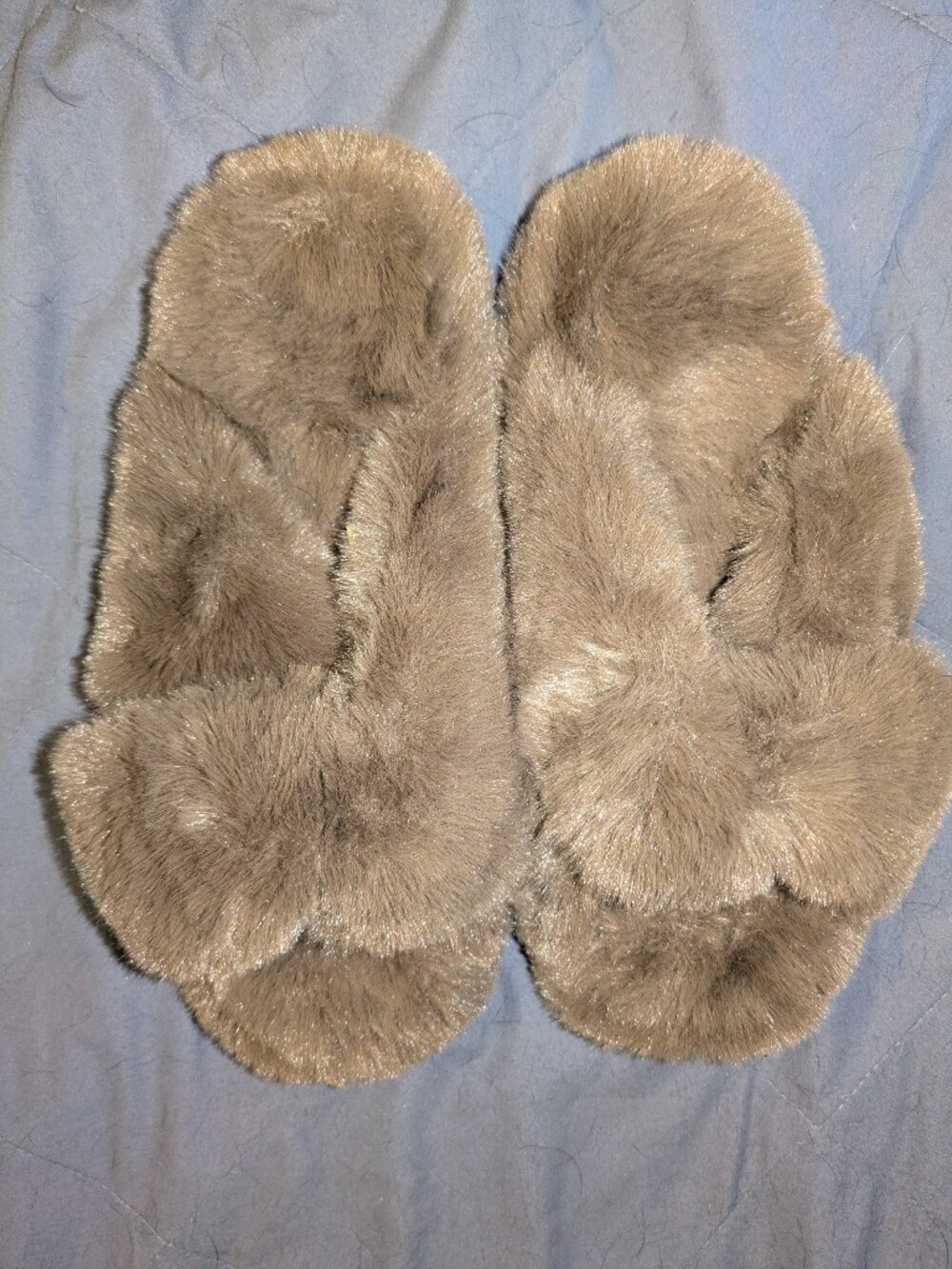 LC Lauren Conrad Tan Faux Fur Slide Slippers